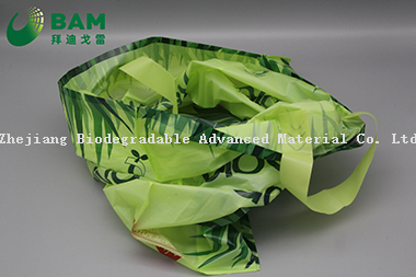 可持续性一次性可降解、全生物降解包装载体塑料回收定制超市购物蔬菜时尚T恤袋水果色提手袋 符合GB/T4806.7标准