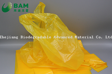 可持续包装、可降解、全生物降解的领带手柄定制颜色塑料超市购物蔬菜T恤袋水果环保塑料服装袋 符合GB/T4806.7标准