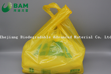 可持续包装、可降解、全生物降解的领带手柄定制颜色塑料超市购物蔬菜T恤袋水果环保塑料服装袋 符合GB/T4806.7标准